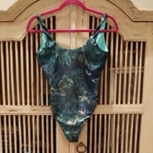Leonisa Tropical Print with Butterfly One Piece Swimsuit w Gold Logo