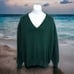 Lands End Drifter Sweater Mens Sz L Green Vintage USA Cotton Preppy Classic
