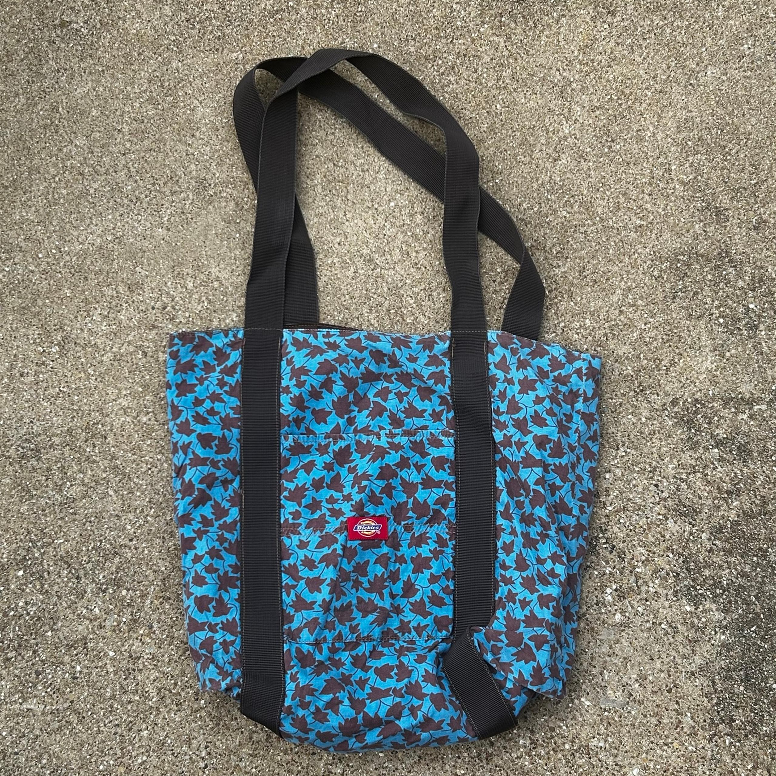 vintage dickies blue and brown tote bag