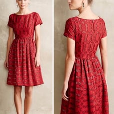 Women’s Moulinette Soeurs Anthropologie Rubied Red Lace Fit & Flare Dress Sz 12