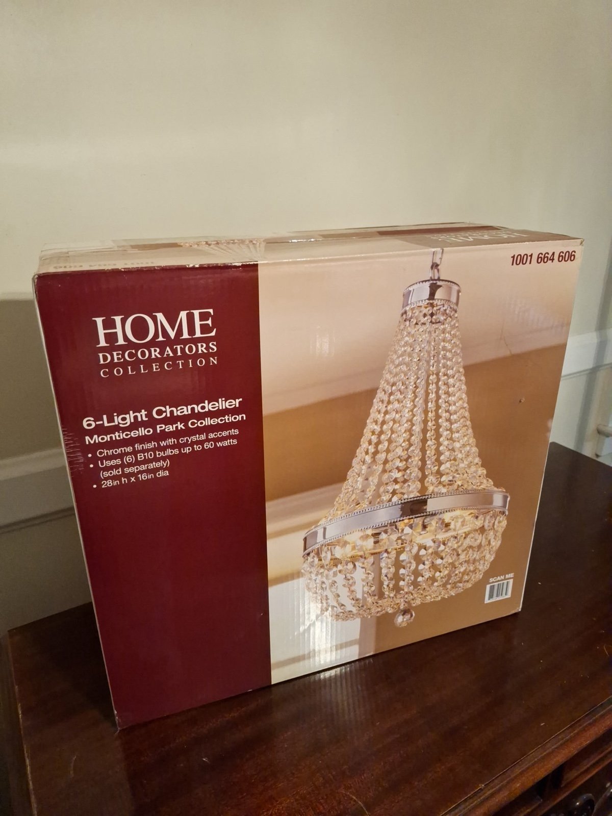 Home Decorators Monticello Crystal Chandelier Park 6-Light Chrome NIB