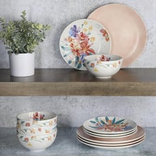 Spice by Tia Mowry Goji Blossom Decorated Porcelain Chip and Scratch Resistant D