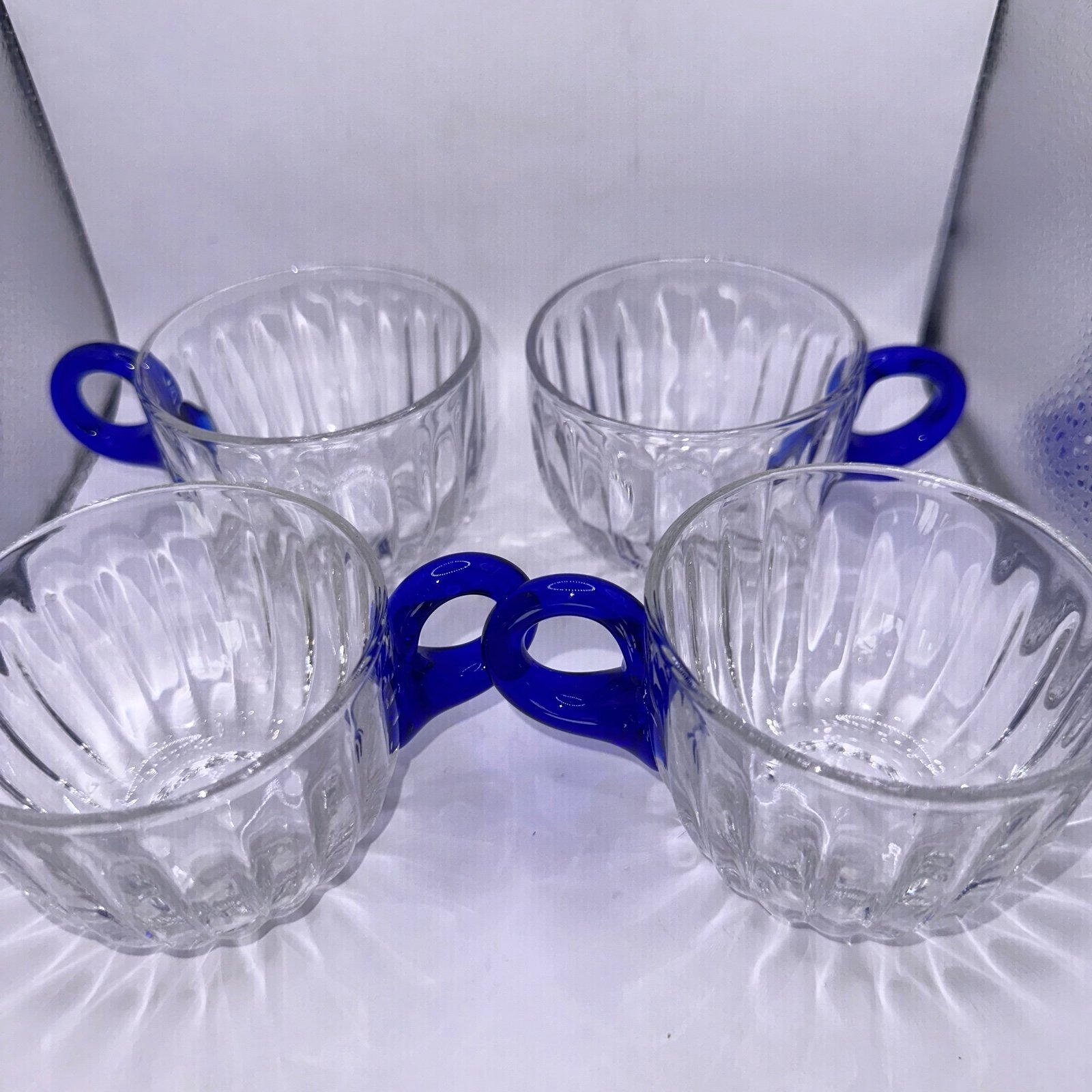 Vintage Discontinued Duncan & Miller Radiance Clear Blue Handle Punch Cup