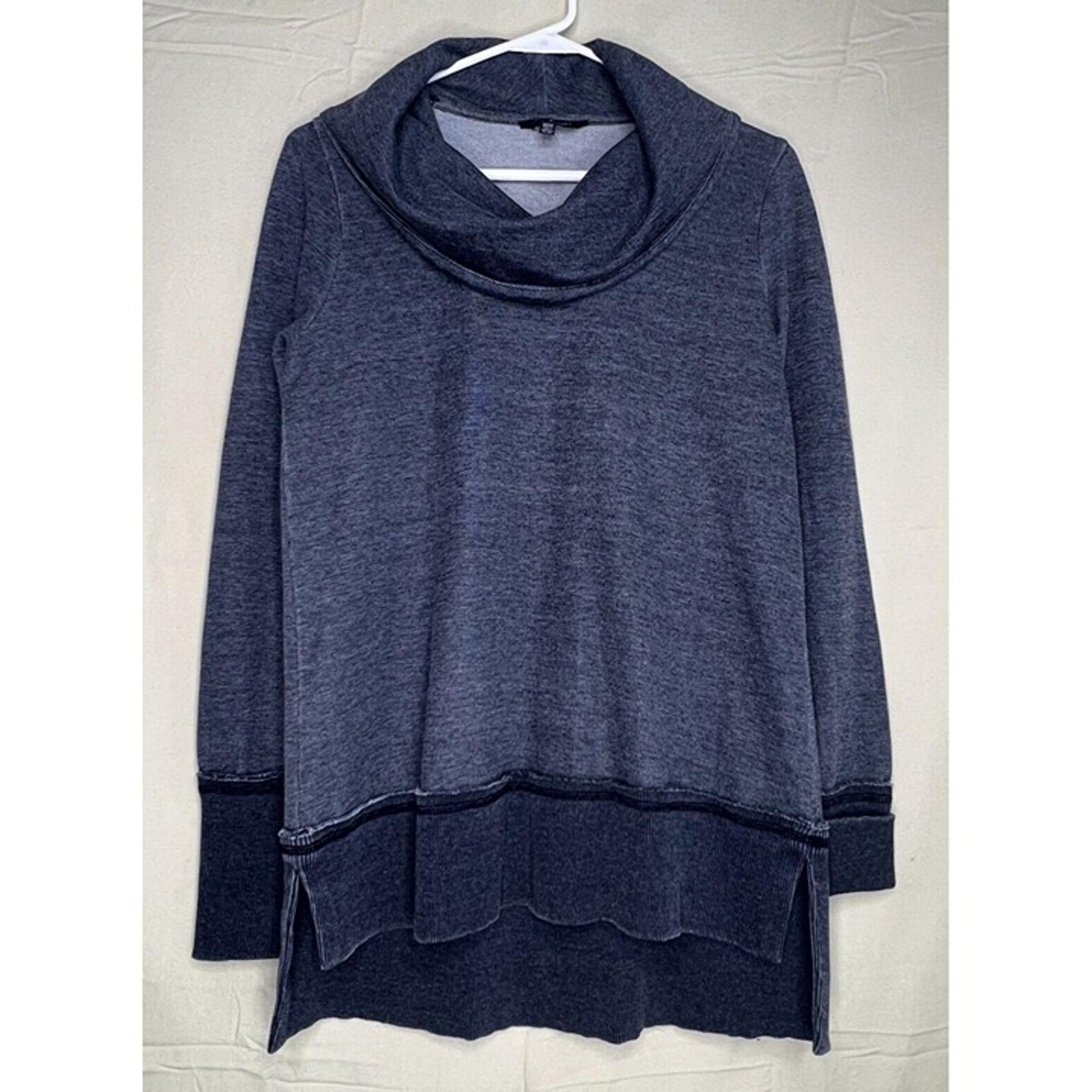 Lucky Brand Grey Burnout Cowl Neck Knit Sweater Long Sleeves Women's Medium EUC