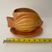 Vintage Yellow Angel Fish Flower Pot/Planter with Attached Saucer