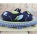 Pottery Barn Kids Whale Crib Mobile Plays Rock-A-Bye Baby Blue Green Polka Dots