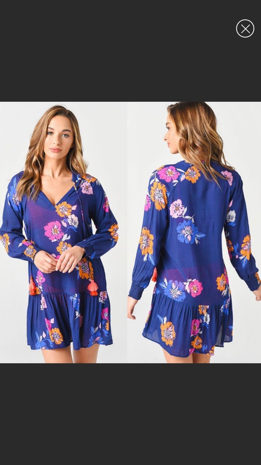 Maaji Imagination Tunic Navy Floral Cover Up Dress Medium