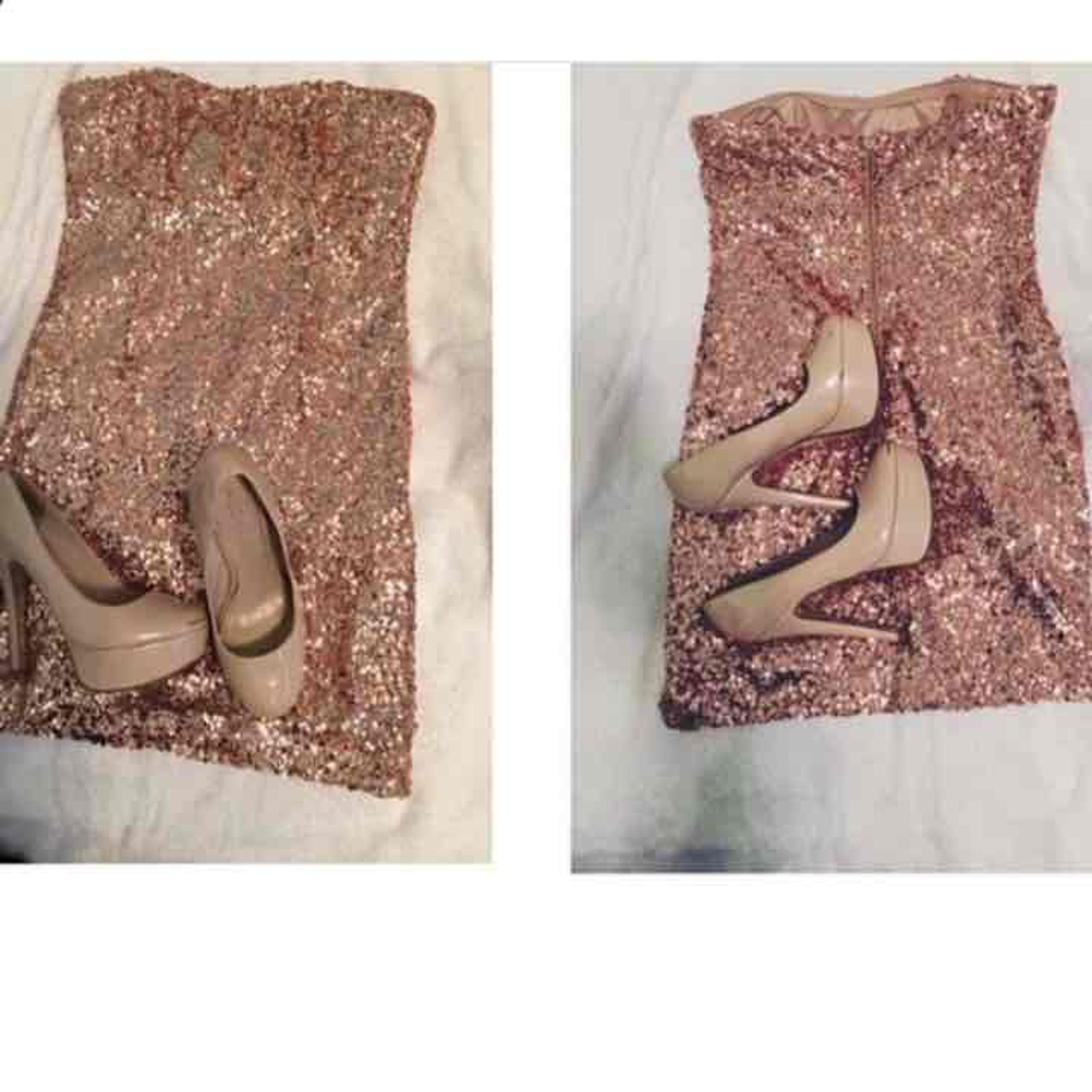 Gold sequence dress and aldo nude heels
