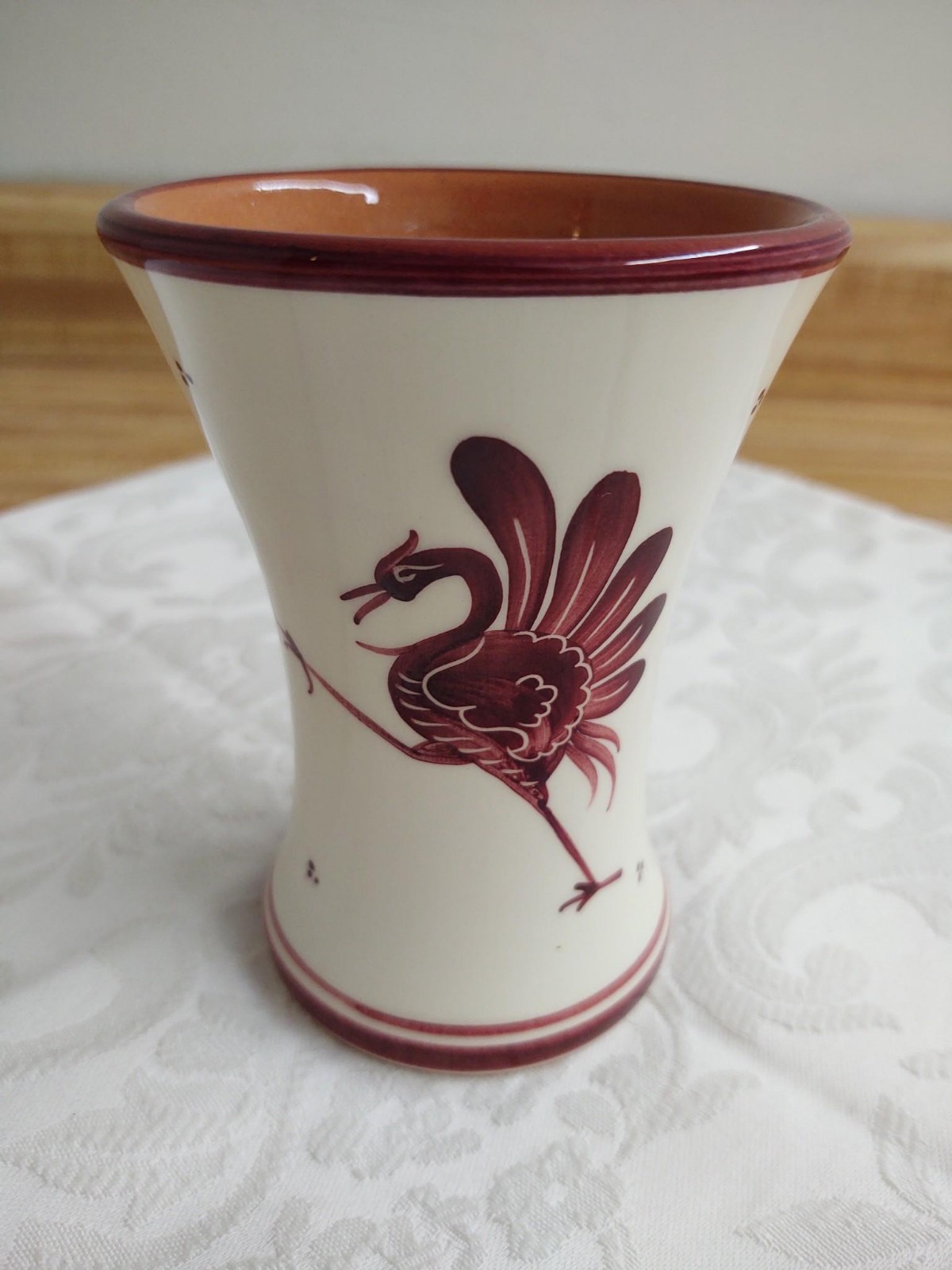 Vtg. Bulle Dubuis Bosshard peacock floral vase.