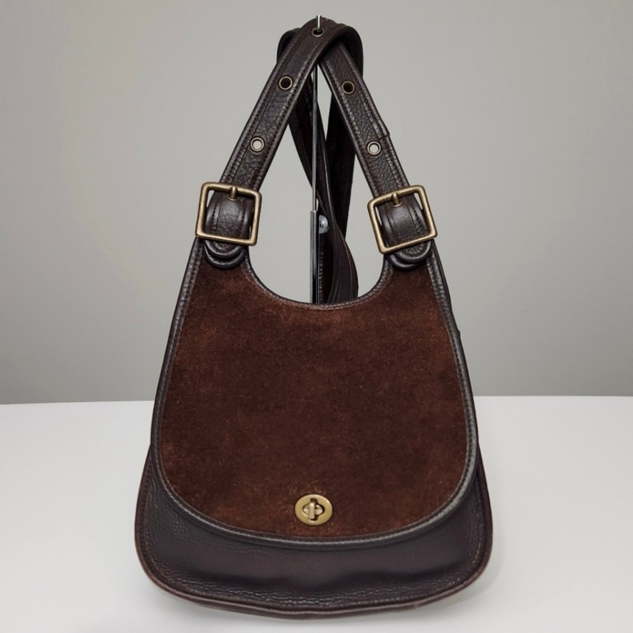 Vintage Coach Berkeley Saddle Bag 9014 | Mahogany Suede Crossbody Bag