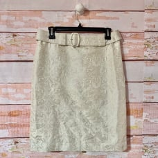 Ann Taylor cream brocade pencil skirt