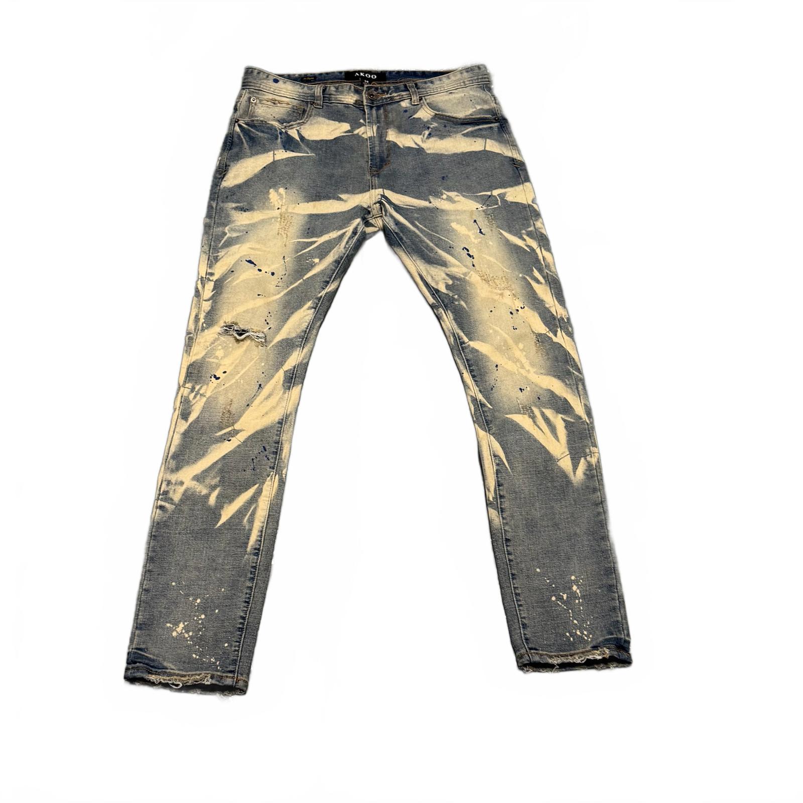 AKOO Men's Distressed Slim Fit Jeans - Size 34