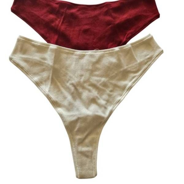 2 pair SKims cotton ribbed panty NWT