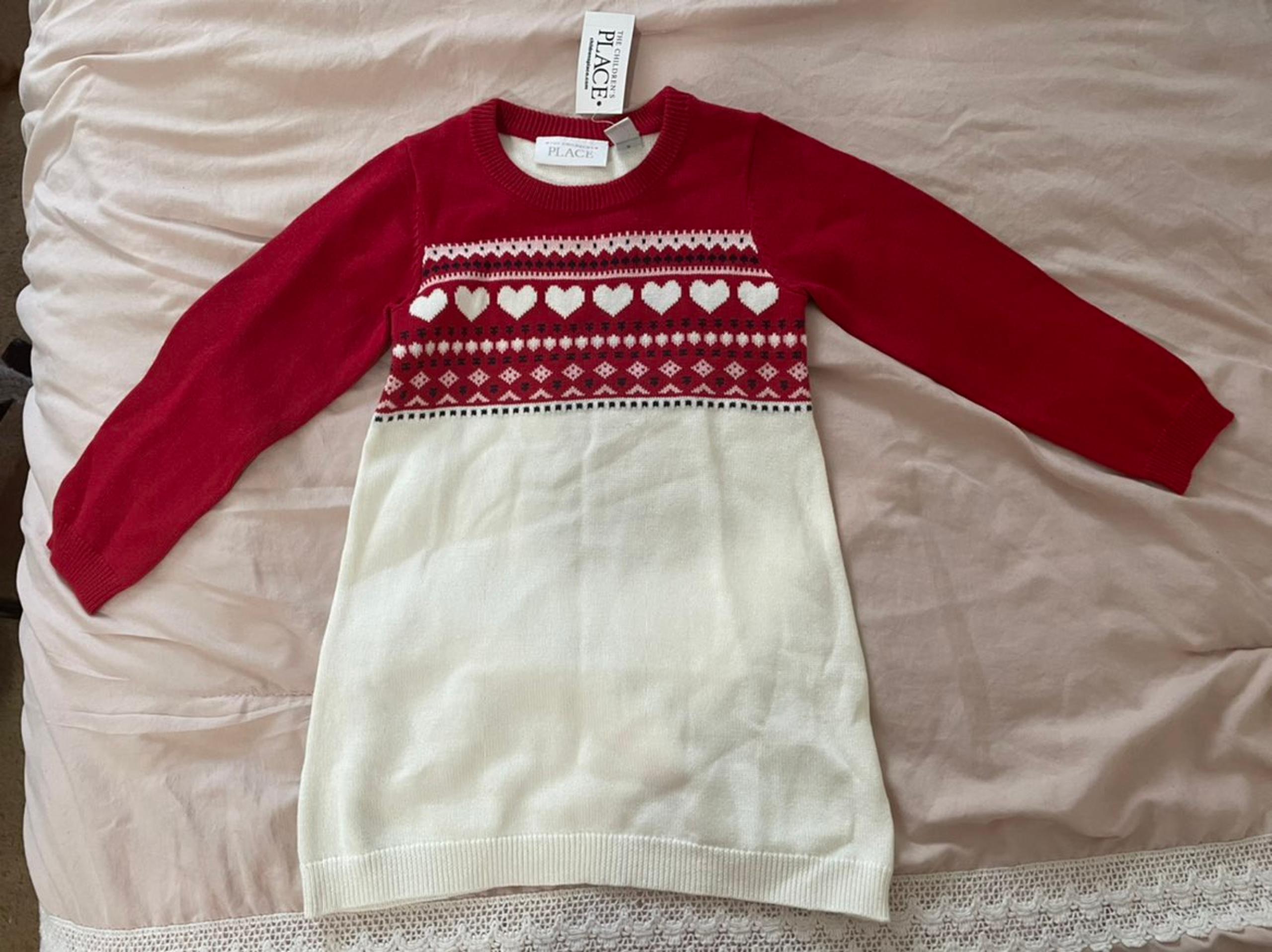Red and Ivory sweater dress