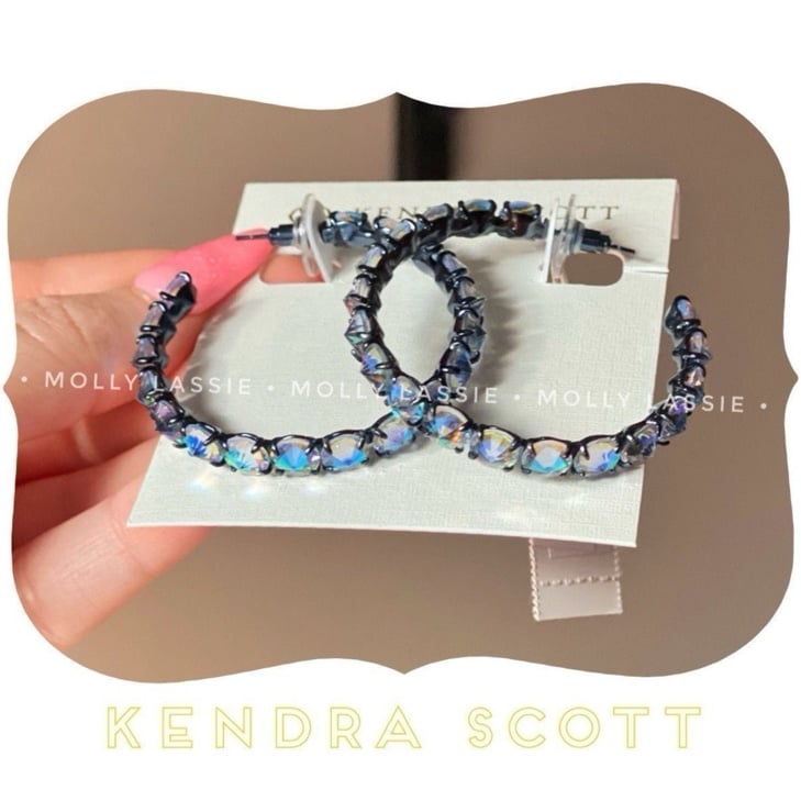 Kendra Scott JOLIE HOOPS in Gunmetal / Dichroic Glass — NEW WITH TAG