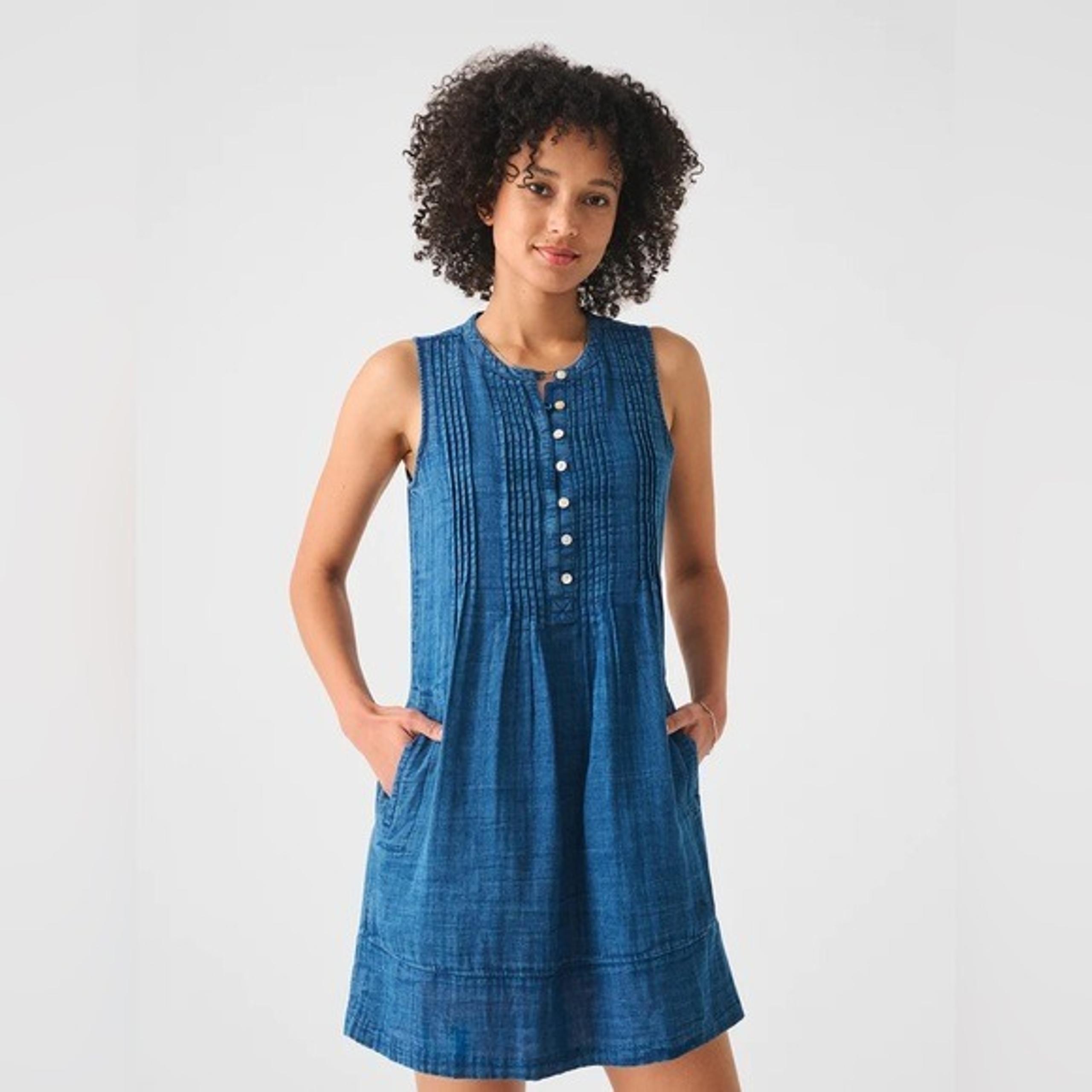 Faherty Women’s Dream Cotton Gauze Isha Dress Blue Size S Mini Sleeveless