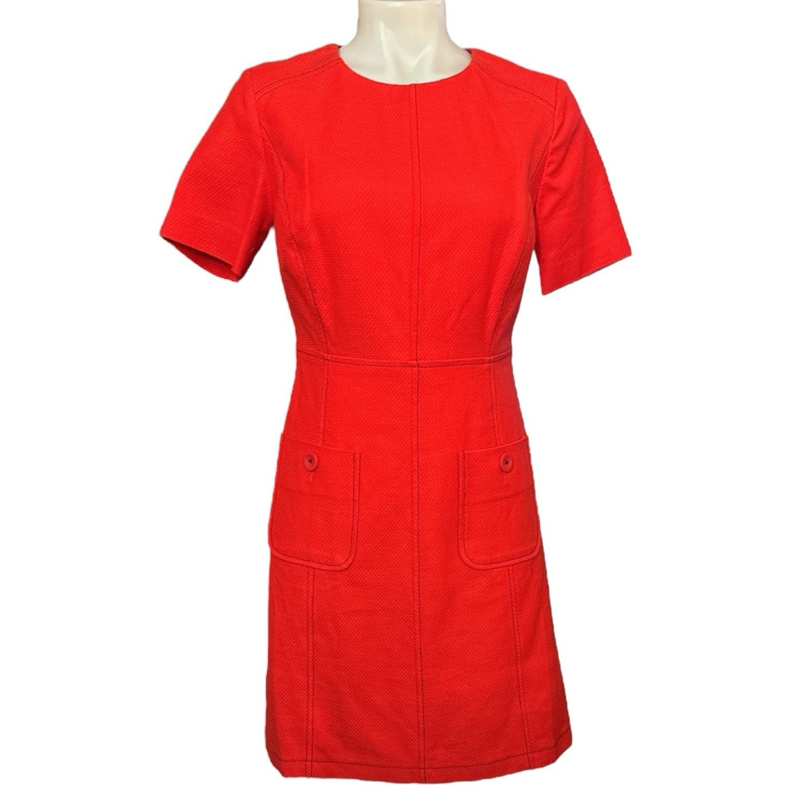 Boden Red Sheath Dress Crew Neck Short Sleeve Size 2R NWT