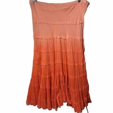 GYPSY SKIRT 100% Cotton Ombre Dye Tiered Beachy Hippie Maxi Tropical Size Large
