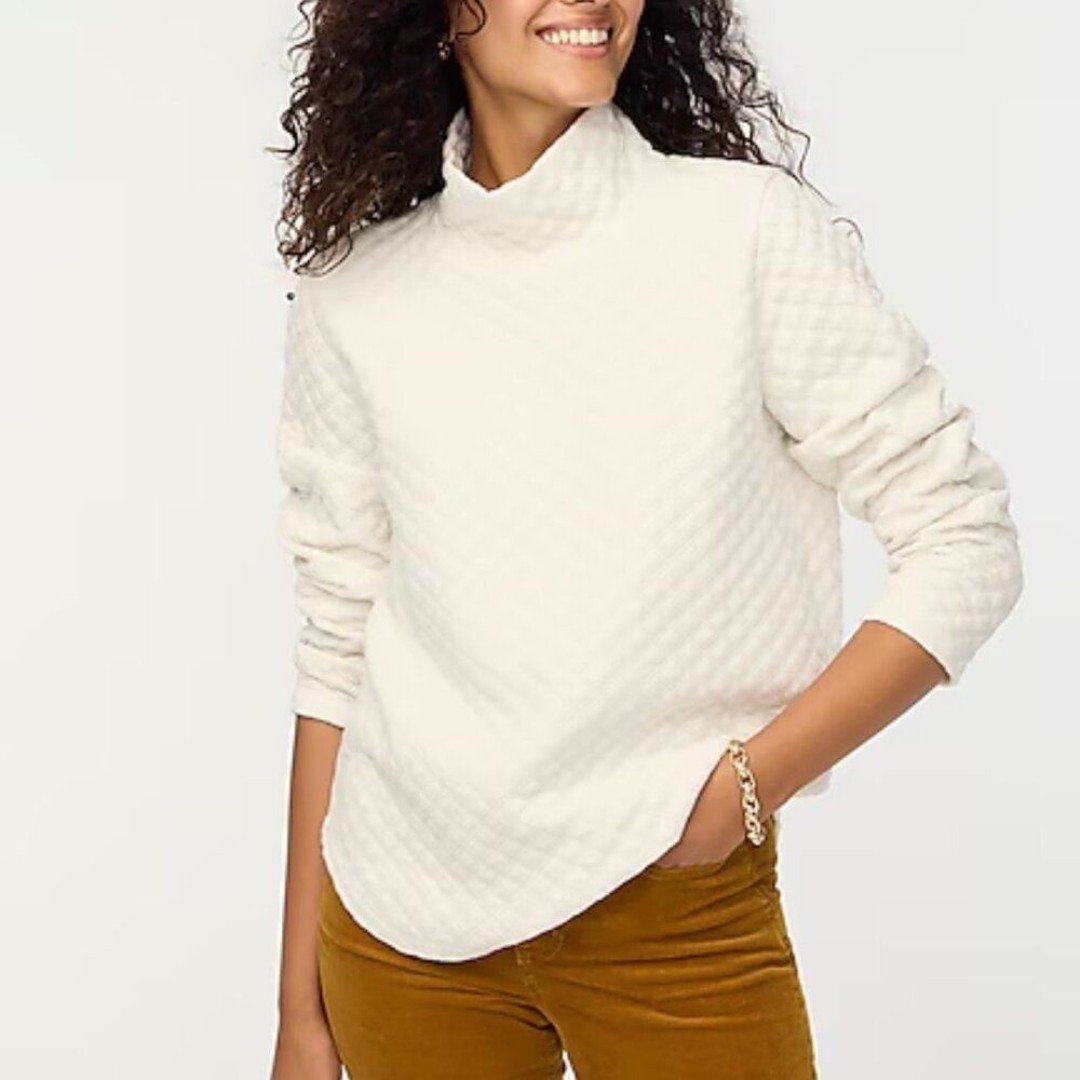 J. Crew Plus Quilted Mockneck Pullover White Size 3X NWT