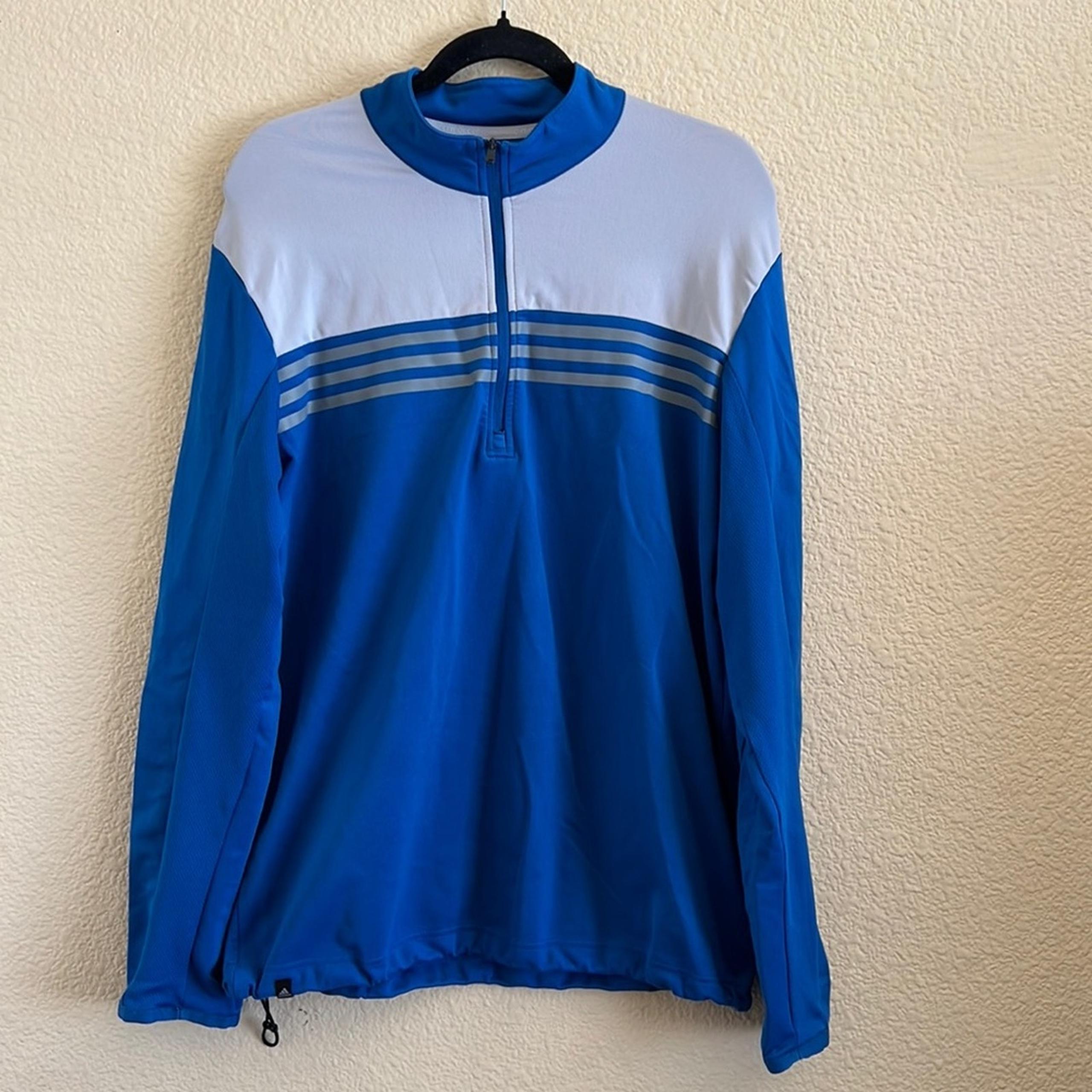 Adidas Men’s Size M Gray Blue Climacool Active Pullover 1/4 Zip Track Jacket