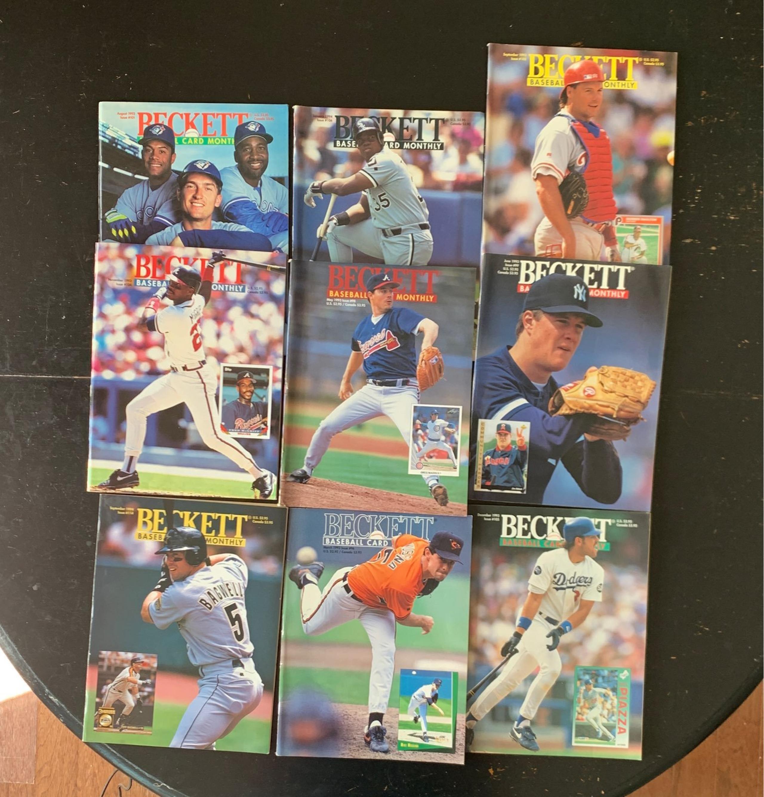 BECKETT BASEBALL MONTHY 1990's LOT OF 9 VINTAGE - Beckett Publications