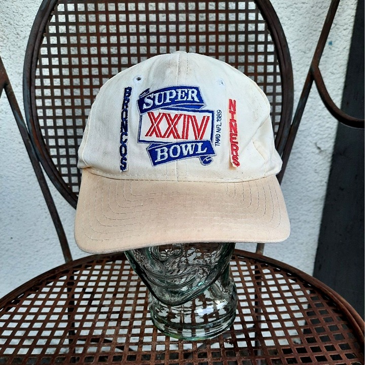 Vintage NFL Super Bowl XXIV Baseball Hat Broncos vs SF 49ers Snap Back Cap 1989