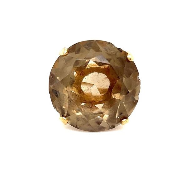 Large Smoky Topaz 14K Gold Ring (Chipped)