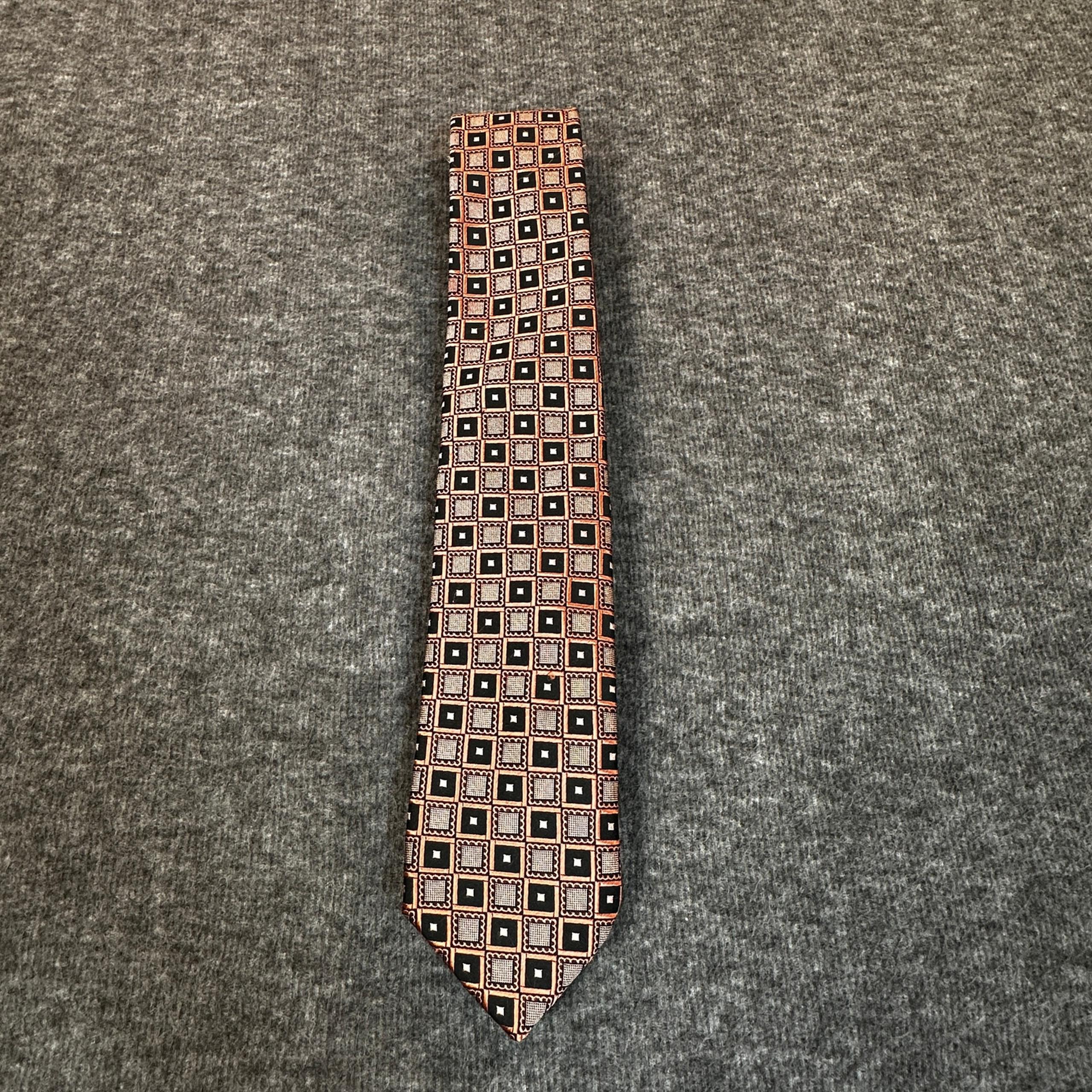 Alexander Julian Colours Mens Tie Pink Black Geometric Hand Made Polyester