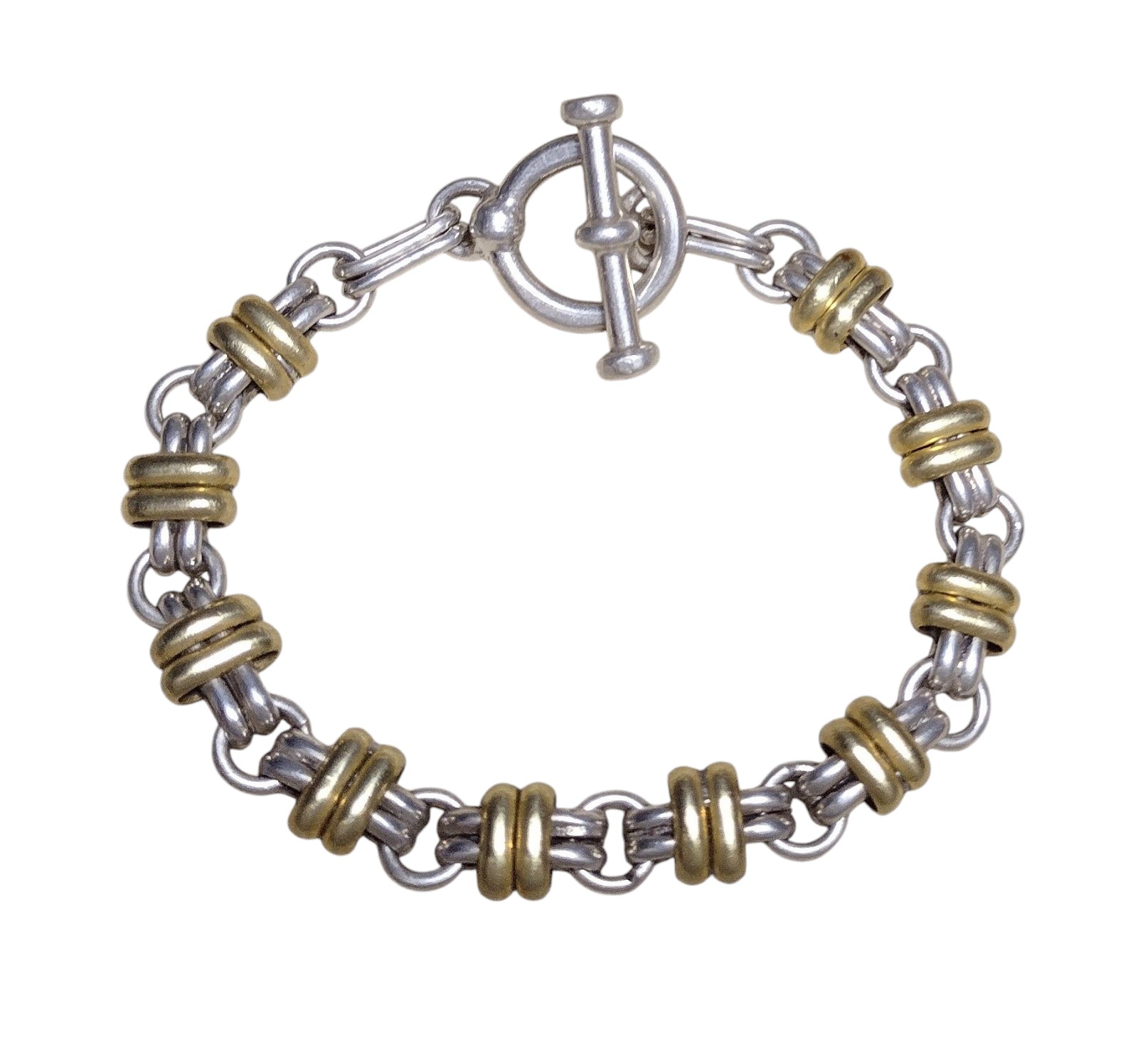 Vintage Sterling Silver Mexico Chain Link Toggle Bracelet 31.9 Grams