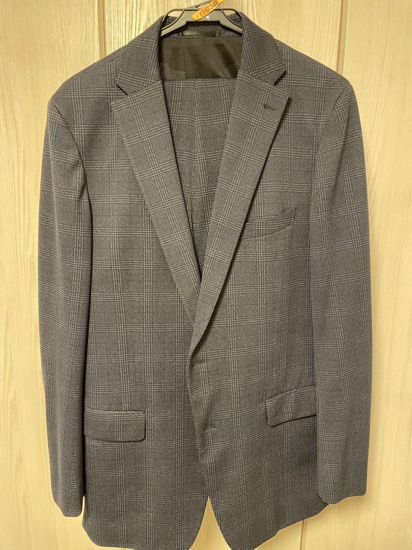 Men's Suit, Navy Glen Plaid, AB8, Stretch