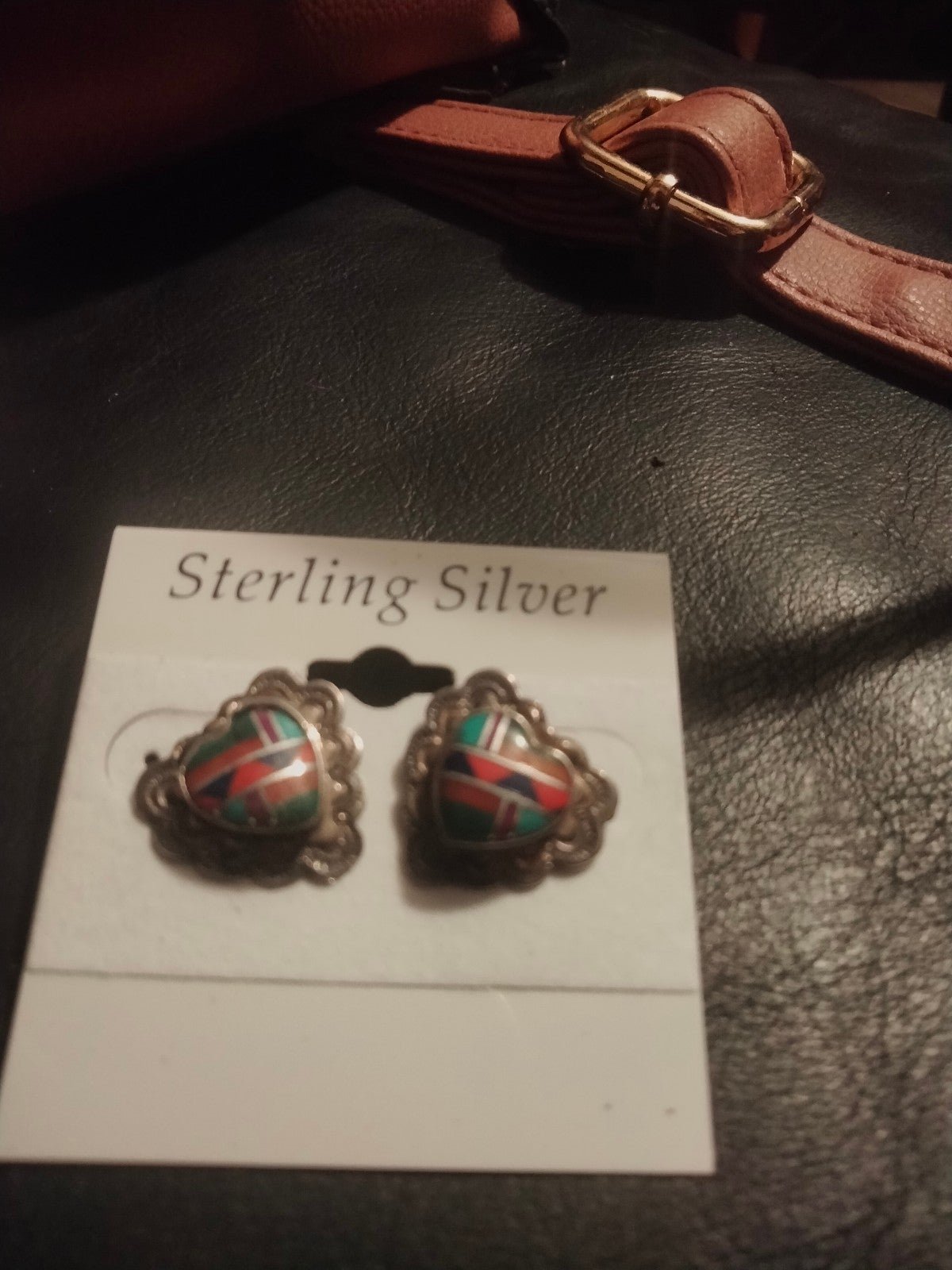 Sterling silver turquoise and coral earrings