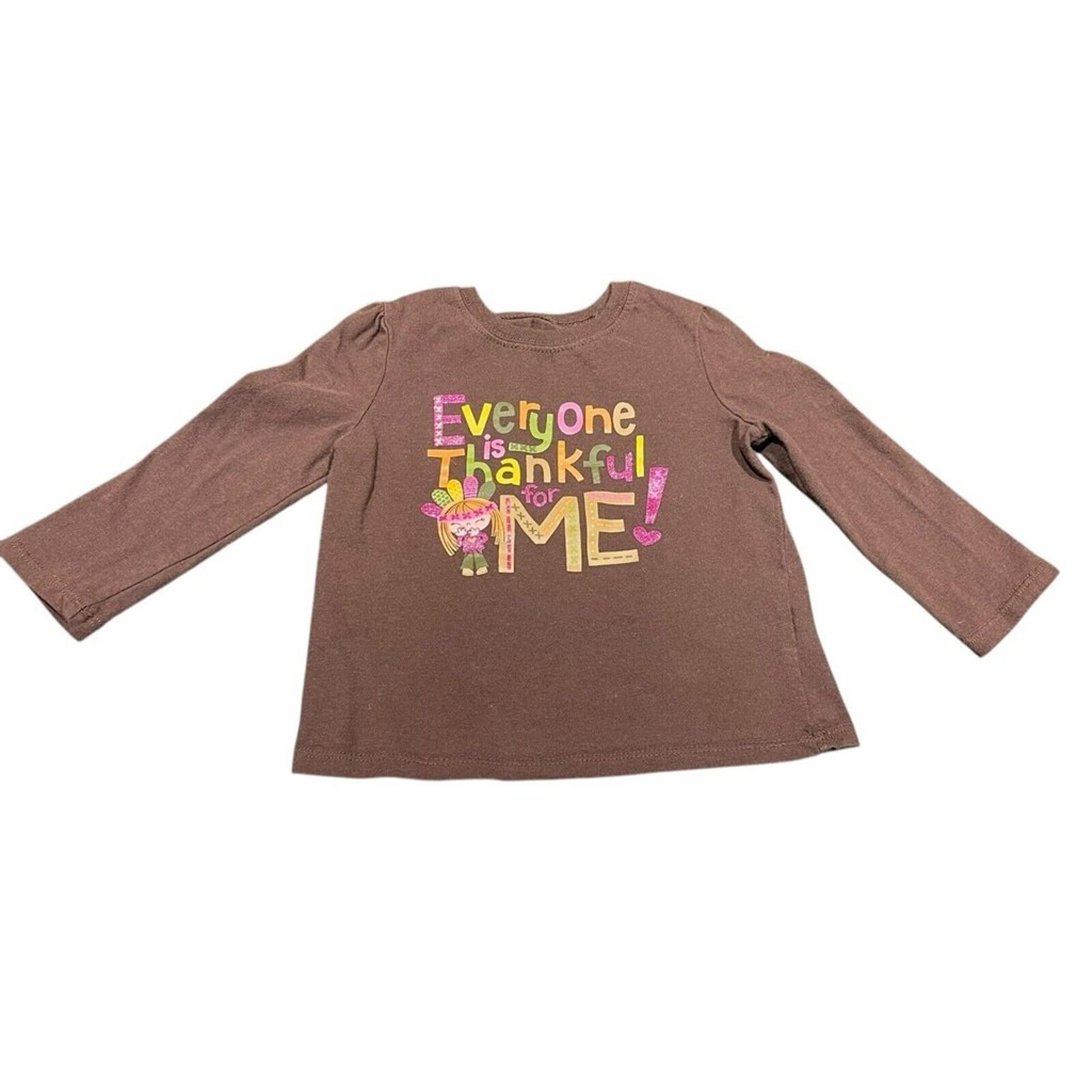 Jumping Beans 24M Girl's Everyone is Thankful for Me Thanksgiving Shirt EUC