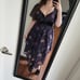 Dragonfly Floral Print Chiffon Handkerchief Hem Dress