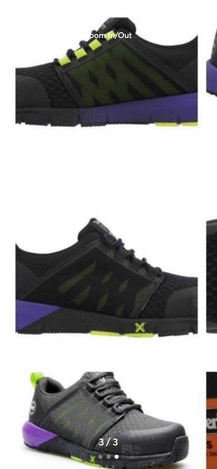 Timberland work pro black and purple size seven steel toe sneakers.