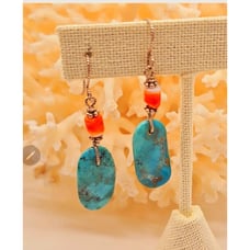 Sleeping Beauty Turquoise Spiny Oyster Sterling Artisan Earring NWT