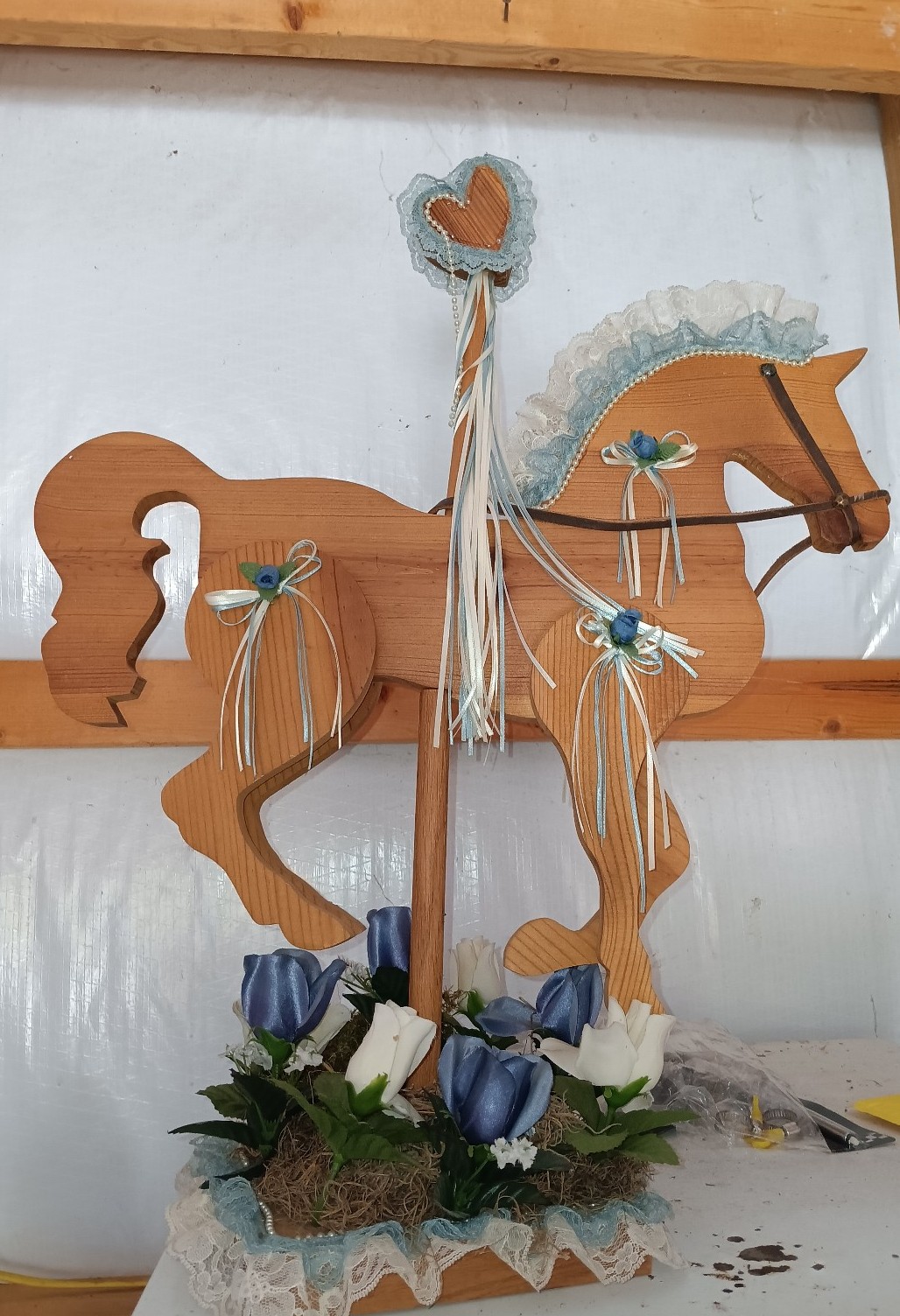 Large Wooden Carousel Pony