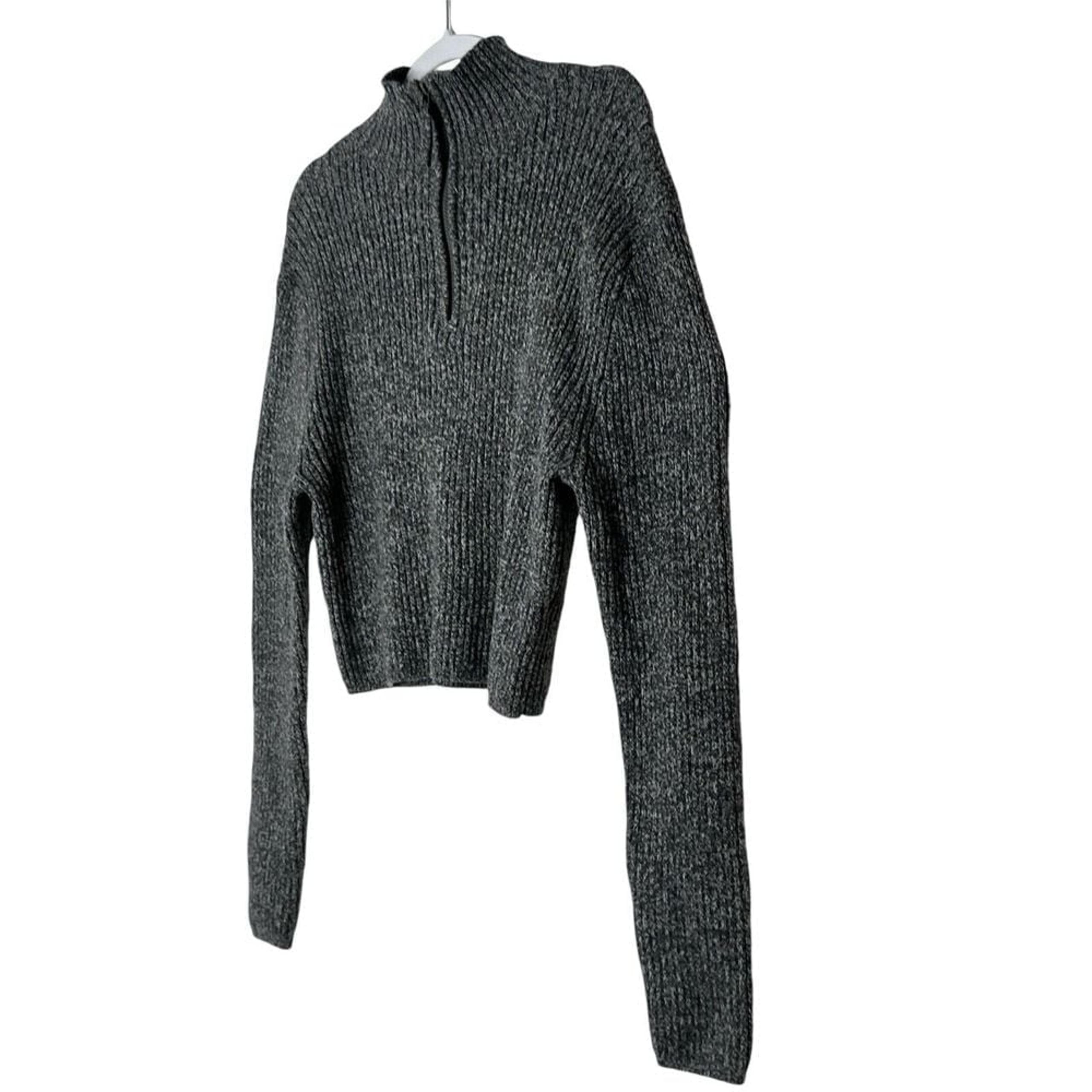 Aerie Sweater Women XXL Gray Knit Soft 1/4 Zip Cozycore Stretch Top Long Sleeve