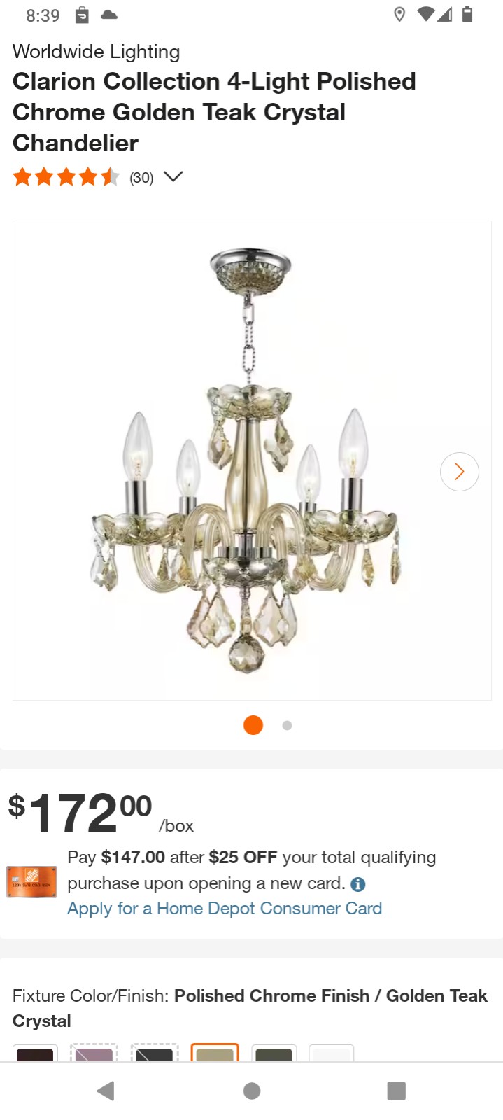 Teak crystal Chandelier