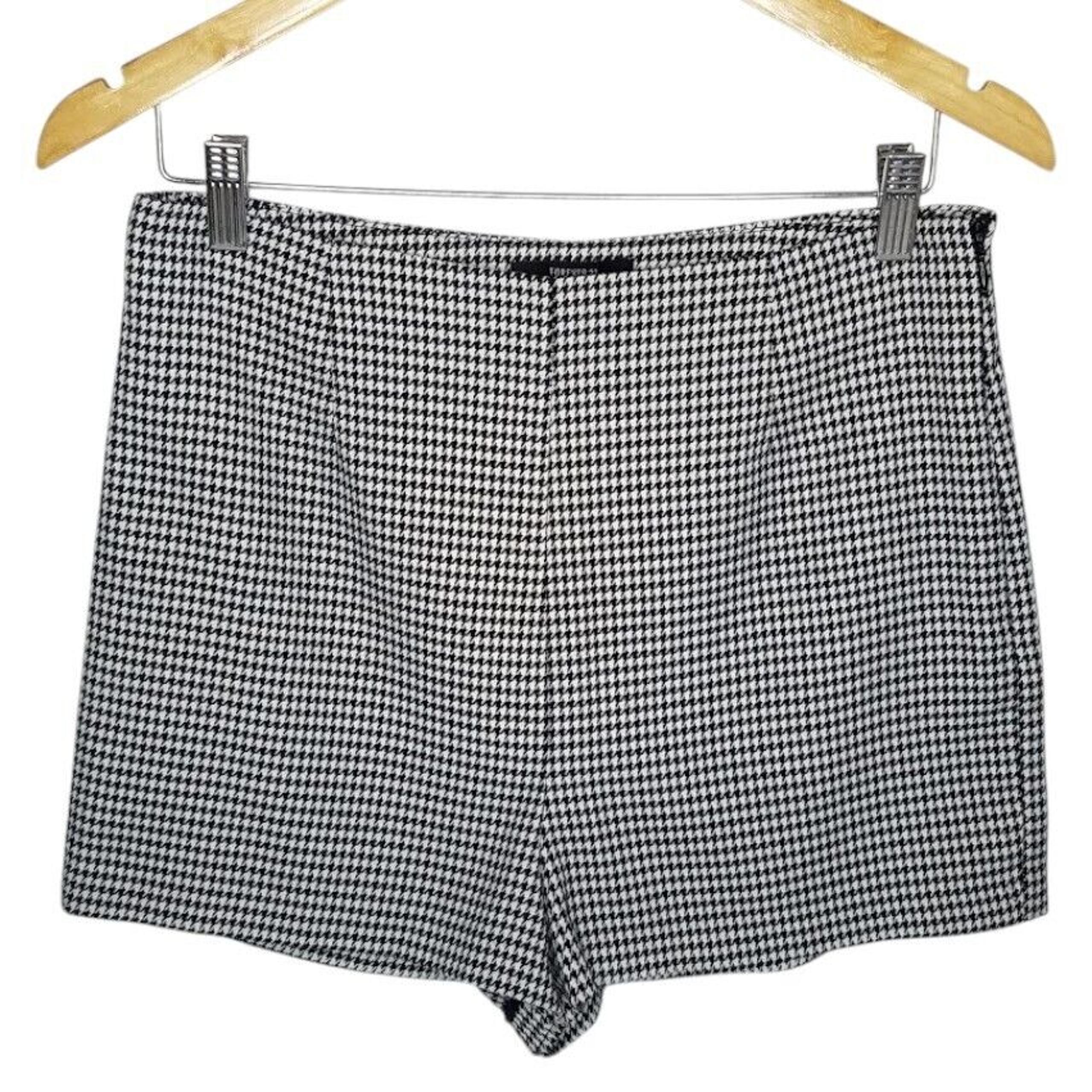 Forever 21 Houndstooth Woven Knit Shorts Women's L Side Zipper Super Soft Fabric