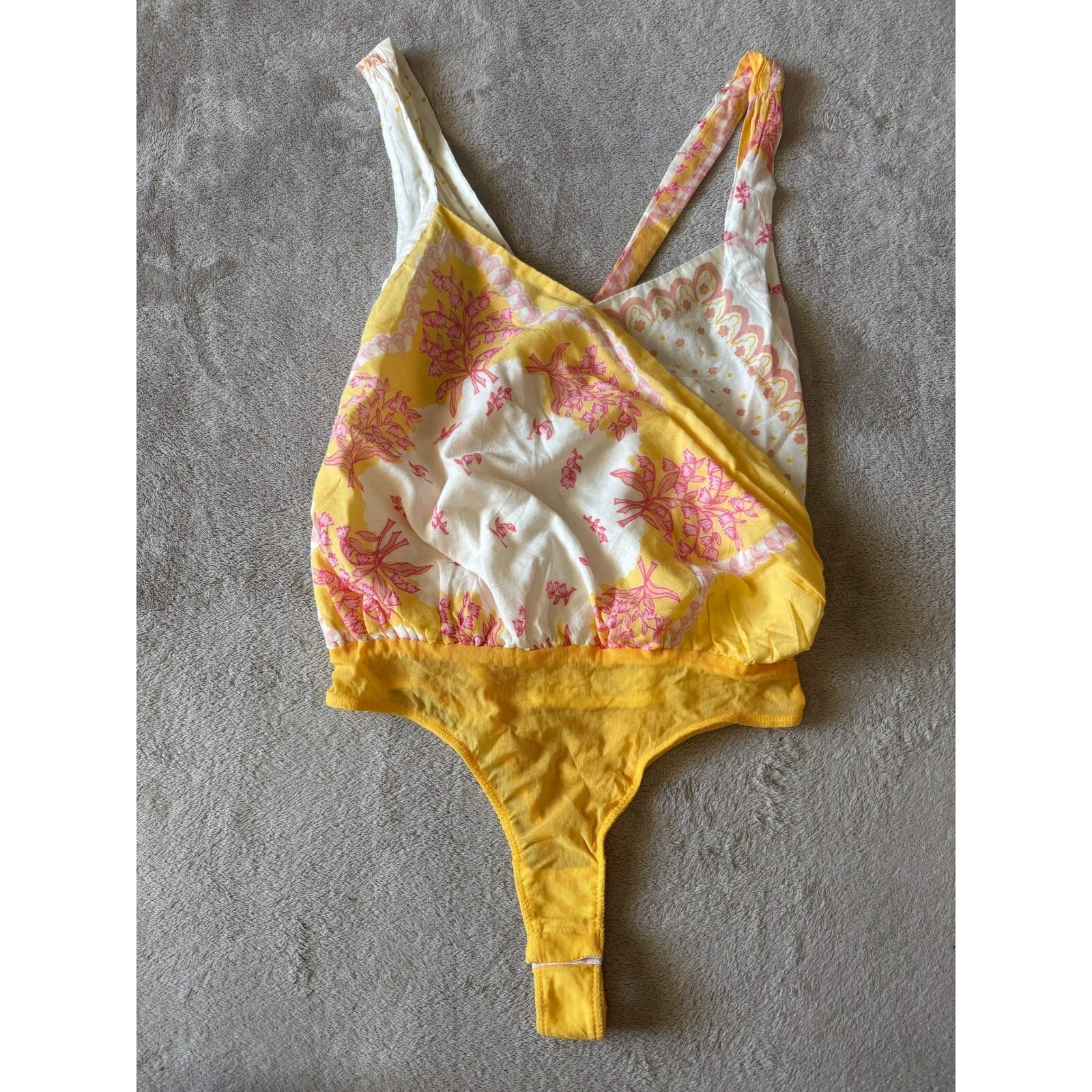 Intimately Free People Sweet Thing Bodysuit Floral Yellow White Size XS