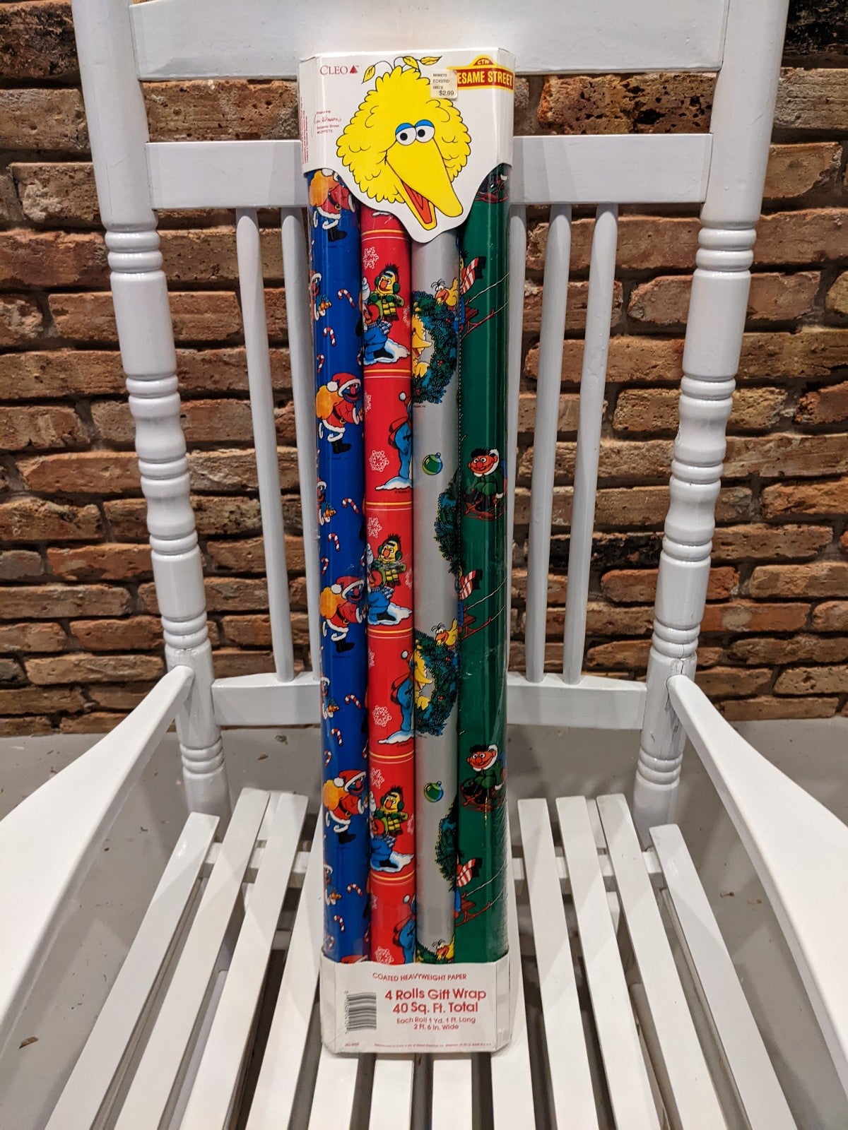 Vintage Sesame Street Wrapping Paper Gift Wrap NOS Sealed 40 SQ FT