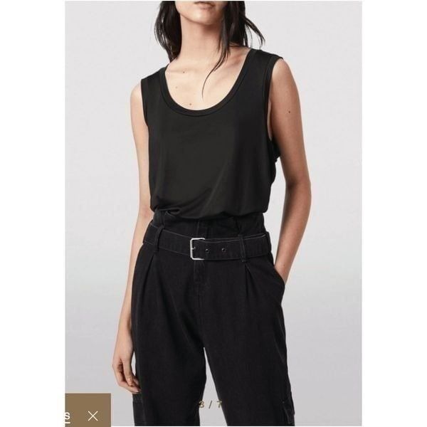 AllSaints Black Tessa Cami Scoop Neck Sleeveless Muscle Tank | Women's Size Smal