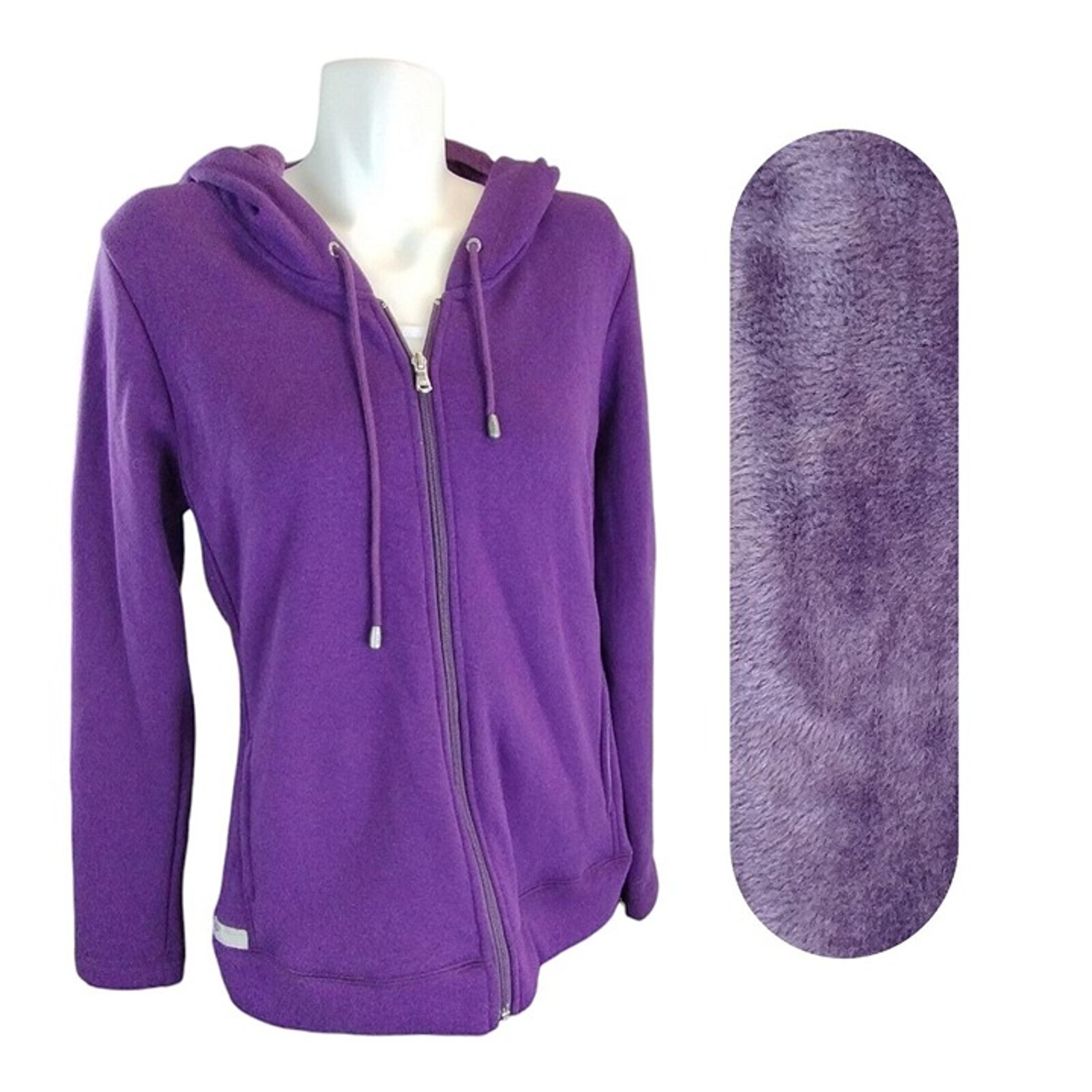 UGG Australia Sweater Women L Purple Cotton Fleece Long Sleeve Hooded Full Zip