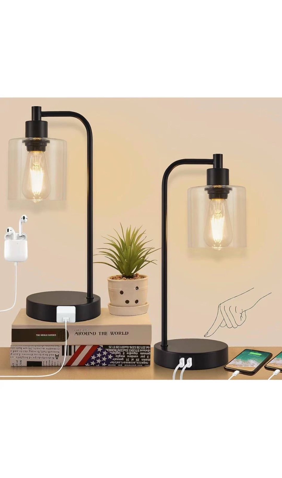 Bedside Lamps for Nightstand,Touch Table Lamps for Bedrooms Set of 2,Bedroom Lam