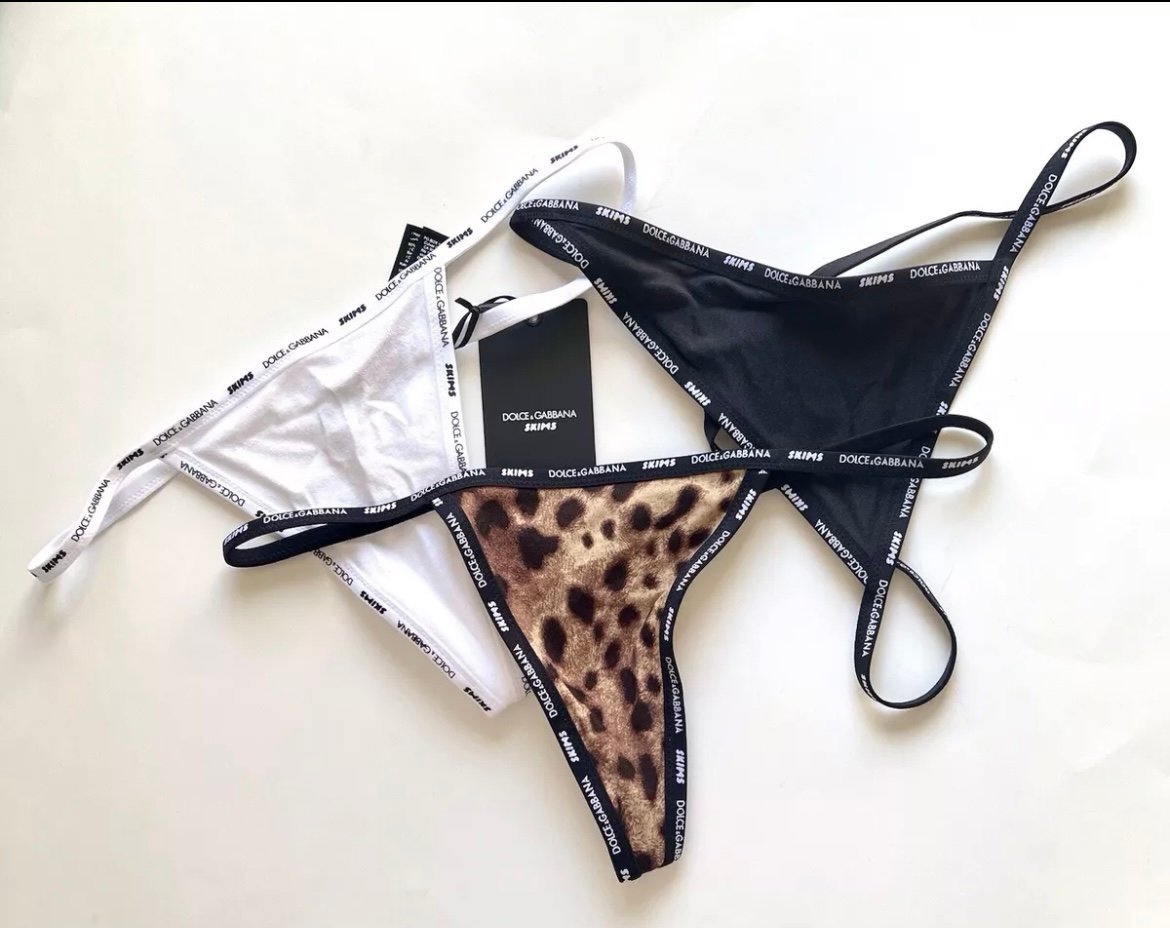 Dolce & Gabbana X Skims Cotton Jersey T-String Thong 3-Pack Size S