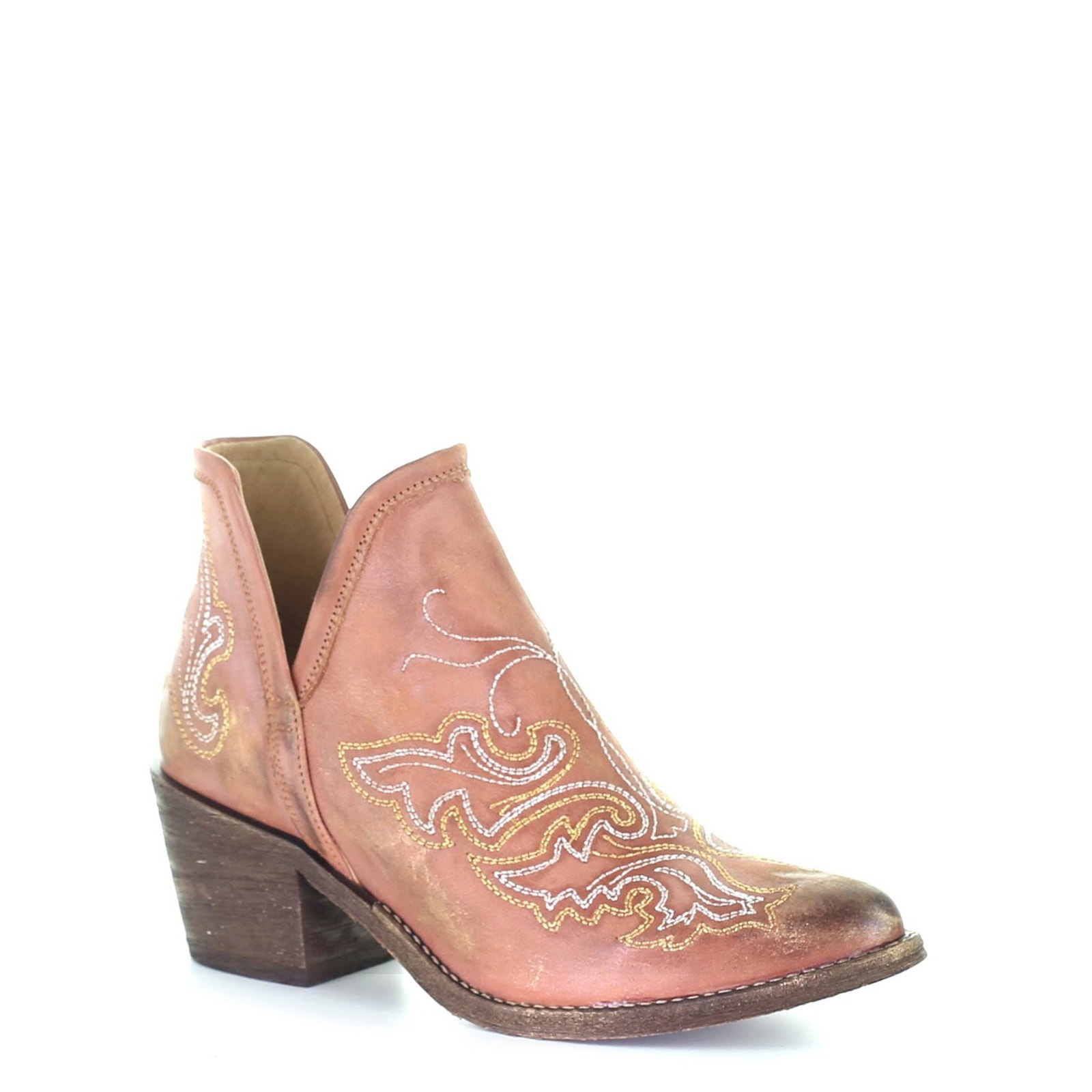 Corral Womens Embroidery Ankle Western Boots Pink Q0174 Size US 7