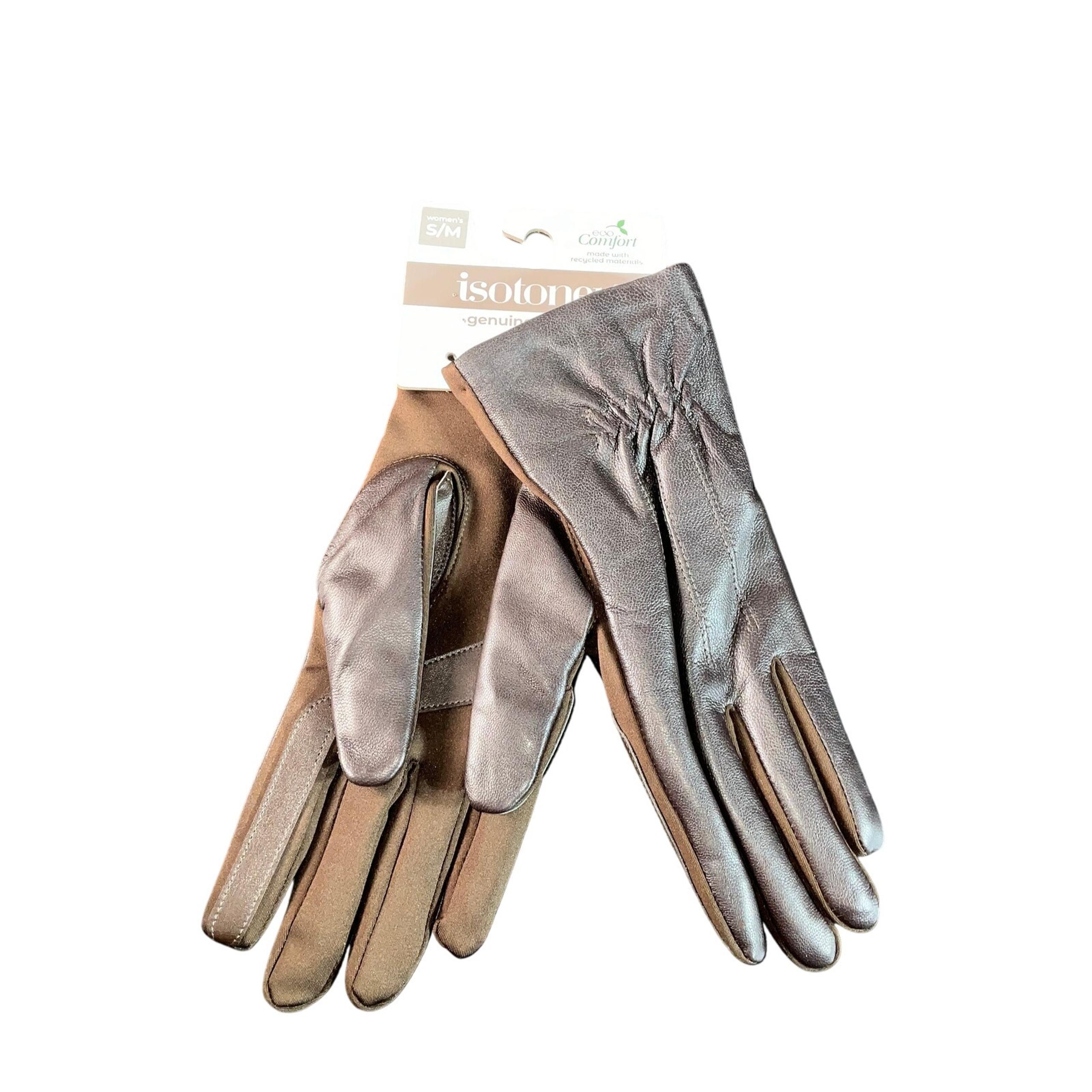 Isotoner Signature Women's Stretch Leather Touchscreen Gloves - Brown SMALL NWT