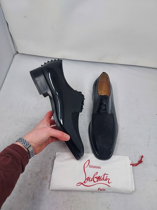 CHRISTIAN LOUBOUTIN Marco Spike Patent Suede Lace Up Derby Shoe