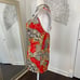 Y2K Boho Red Gold Paisley Low Cowl Neck Made in USA Halter Top Sz M