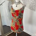 Y2K Boho Red Gold Paisley Low Cowl Neck Made in USA Halter Top Sz M